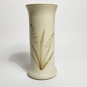 Vintage Mid Century Neutral Tones Vase with Wheat Motif and Modern Shape